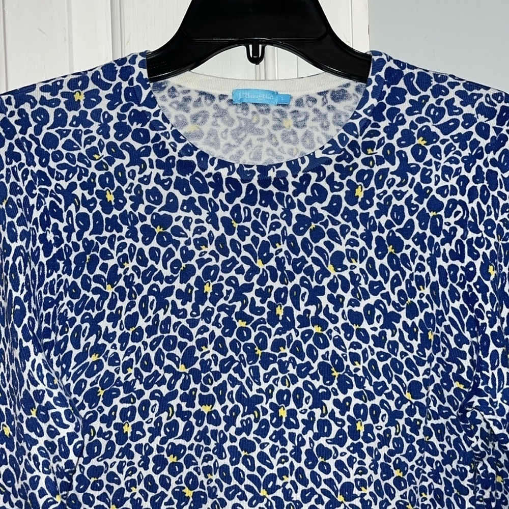 J. McLaughlin Lenny Sweater Blue Yellow White Light Sweater Size Large - Picture 5 of 12